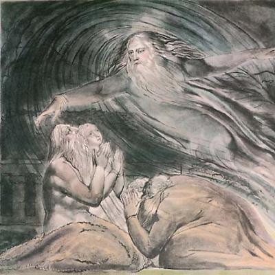 "The Lord Ansering Job out of the Whirlwind" William Blake (1825)